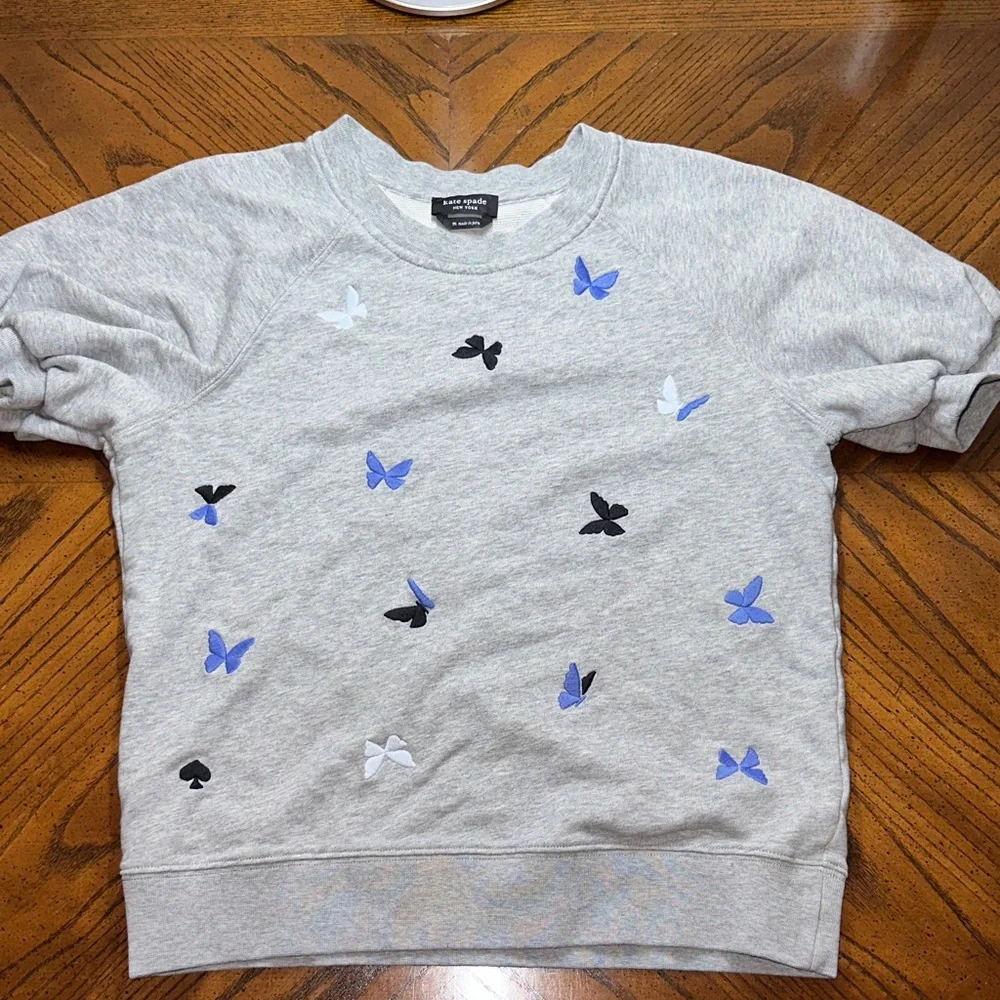 Kate Spade Embroidered Butterfly Short Sleeve Crew Shirt